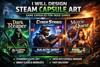 design steam capsule art, game capsule art for indie games pro