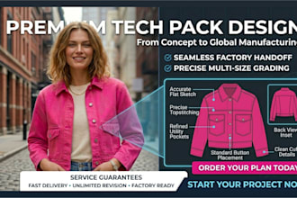 create a professional clothing tech pack for apparel production