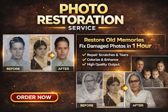 restore, repair and fix damaged photos within 1 hour