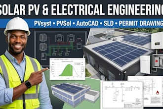 do solar pv design, pvsyst, electrical design, autocad, sld, and permit drawings