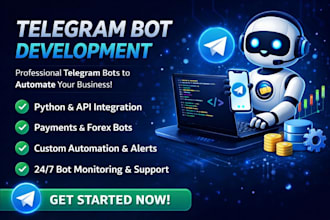 develop telegram automation bot, telegram trading bot, ai chat bot for marketing