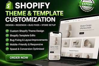 customize shopify theme design shopify template fix bugs and build shopify store