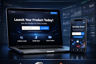 design saas landing page, pre launch landing page, waitlist page with automation
