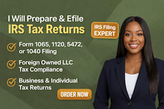 prepare and efile your irs form 1065, 1120, 5472, fbar 1040 US tax return