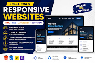 build responsive HTML CSS javascript websites
