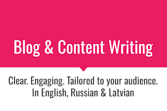 write engaging blog articles in english, russian and latvian