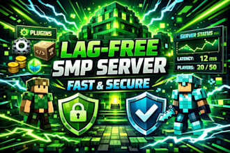 create a lag free minecraft smp server with plugins and security