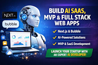 build ai saas, mvp, full stack web app, automation in next js, bubble, adalo, vo