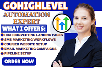 setup gohighlevel email marketing sms marketing ghl automation courier website
