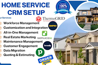 setup home services CRM thermogrid simpro servicem8 broadly pipedrive connecteam