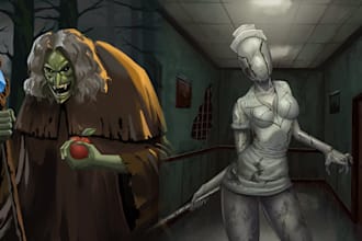 create dark fantasy character illustrations