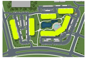 sketch 2d floor to 3d model landscape site plan, residential community layout