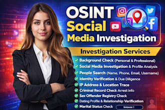 do osint investigation, background check, social media and dating site anaylysis