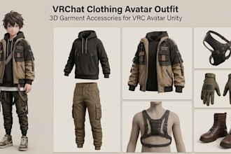 create vrchat avatar clothing accessories outfit 3d garment props weapon assets