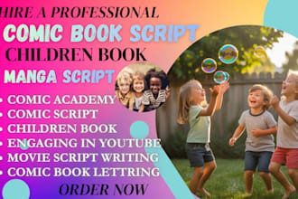 ghostwrite children scripts, comic screenwriting webcomics movie script writing