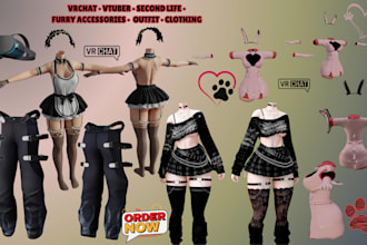 create clothing accessories, vtuber outfit, vr object second life weapon for vam