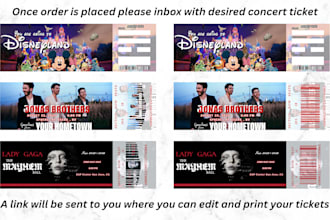 personalized souvenir ticket tour, concert ticket, digital download, DIY edition