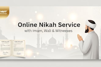 handle your complete online islamic nikah with imam, witnesses with certificate