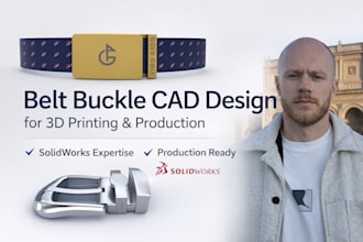 custom belt buckle cad design for 3d printing and production using solidworks