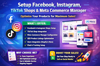 setup facebook instagram tiktok shop meta commerce manager seo product listing