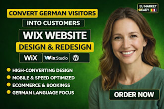 design wix website, german wix website redesign for business,store and ecommerce