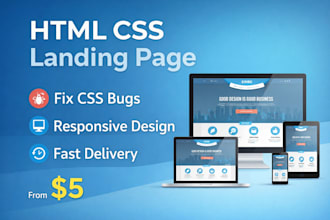 create responsive HTML CSS landing page