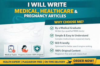 write medical, healthcare and pregnancy articles