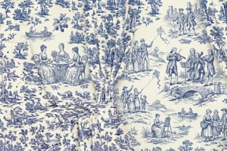 create elegant toile de jouy vintage pattern design for your brand