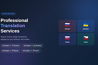 professionally translate english to russian,ukrainian,slovak,czech