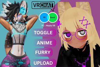 upload design 3d character model vrchat avatar vtuber furry anime 3d rigging