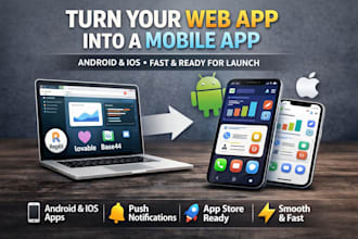 convert your website, vibecoded, replit, lovable base44 app into android and ios