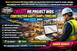 create ms project wbs schedule timeline gantt chart construction microsft excel