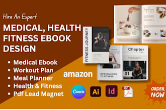 design medical book, fitness ebook formatting, work out, health plan, diet plan