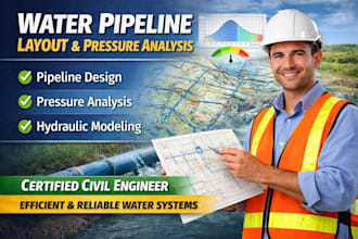 create water pipeline layout and pressure analysis
