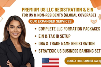 do US llc registration, llc formation, ein number for US and non residents, dba