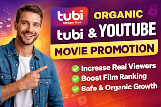 do organic tubi promotion, film, youtube movie increase tubi viewers and ranking