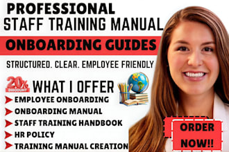 design business staff training manual guide, employee onboarding handbook