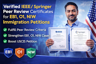 provide verified ieee springer peer review certificates for eb1 o1 and niw