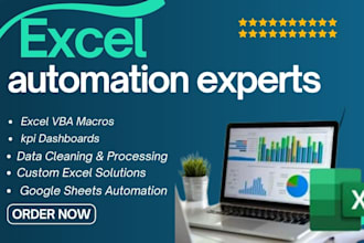 be your expert for excel automation vba formulas macros and KPI  dashboards