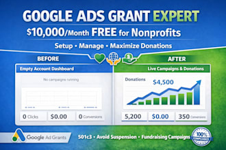 setup manage and optimize google ads grant for nonprofit 501c3