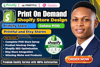 build shopify website etsy print on demand store with printify printful gelato