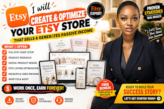 design etsy digital products set up etsy shop and optimize SEO listings
