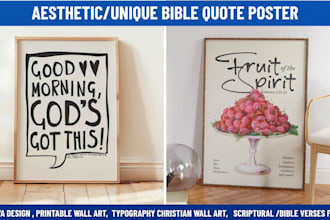 design aesthetic christian wall art, bible verse typography canva design, etsy