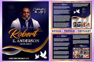 design obituary program, funeral program, funeral flyer, church, event poster,