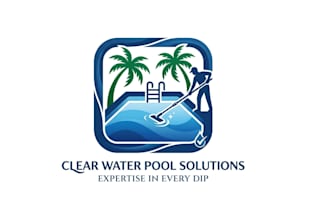 unique modern swimming pool service logo design
