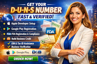 get d u n s number for apple developer, google play, fda fast
