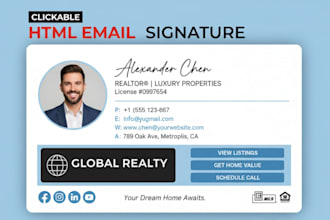 design modern HTML email signature for outlook, gmail and hotmail