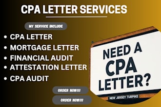 provide CPA letter, income verification, mortgage and comfort letter by US CPA