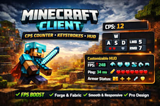 create minecraft client with cps counter keystrokes and hud