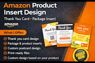 design amazon product insert thank you gifts card postcard package insert